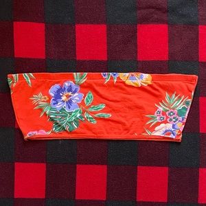 red tube top with flowers
